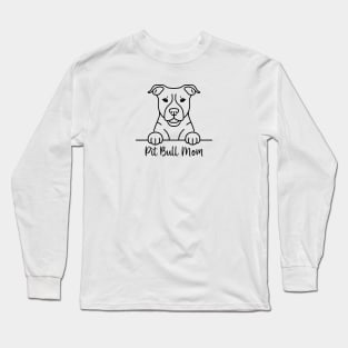 Pit Bull Mom Line Art Long Sleeve T-Shirt